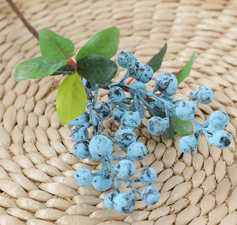 TBUY ROSE Fake Artificial Flowers California Berries Blueberry Fruit for Home Hotel Decor (Blue 20 Pack) - Image 4